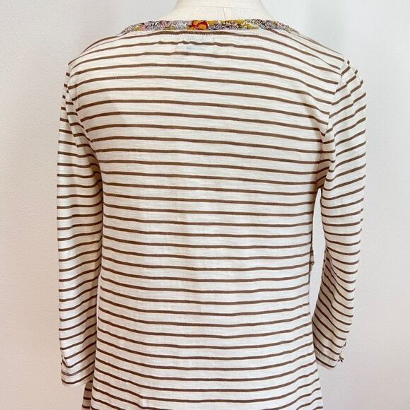 Anthropologie Postmark Top - Small - White/Tan Polka Dots Stripes and Floral - Picture 5 of 13